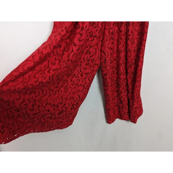 Anthropologie Moulinette Soeurs 4 Jaeda Red Floral Lace Wide-Leg Jumpsuit Crop - Picture 12 of 16